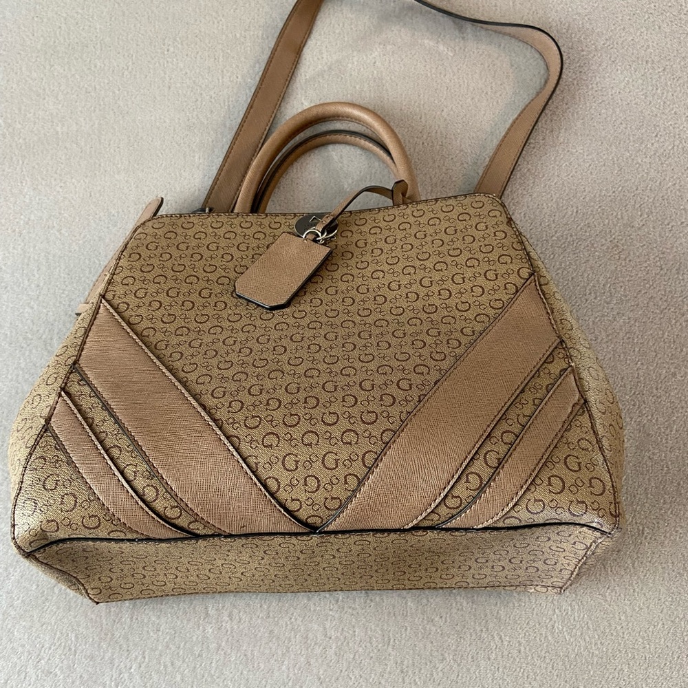 Beige Guess Shoulder Handbag